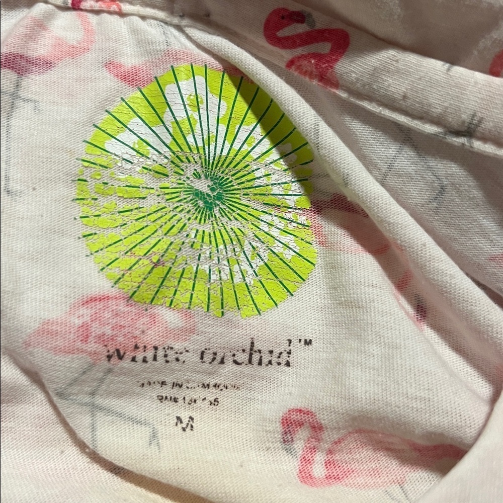 Pink flamingo nightgown sleep shirt nightshirt white orchid medium m med - Picture 4 of 5